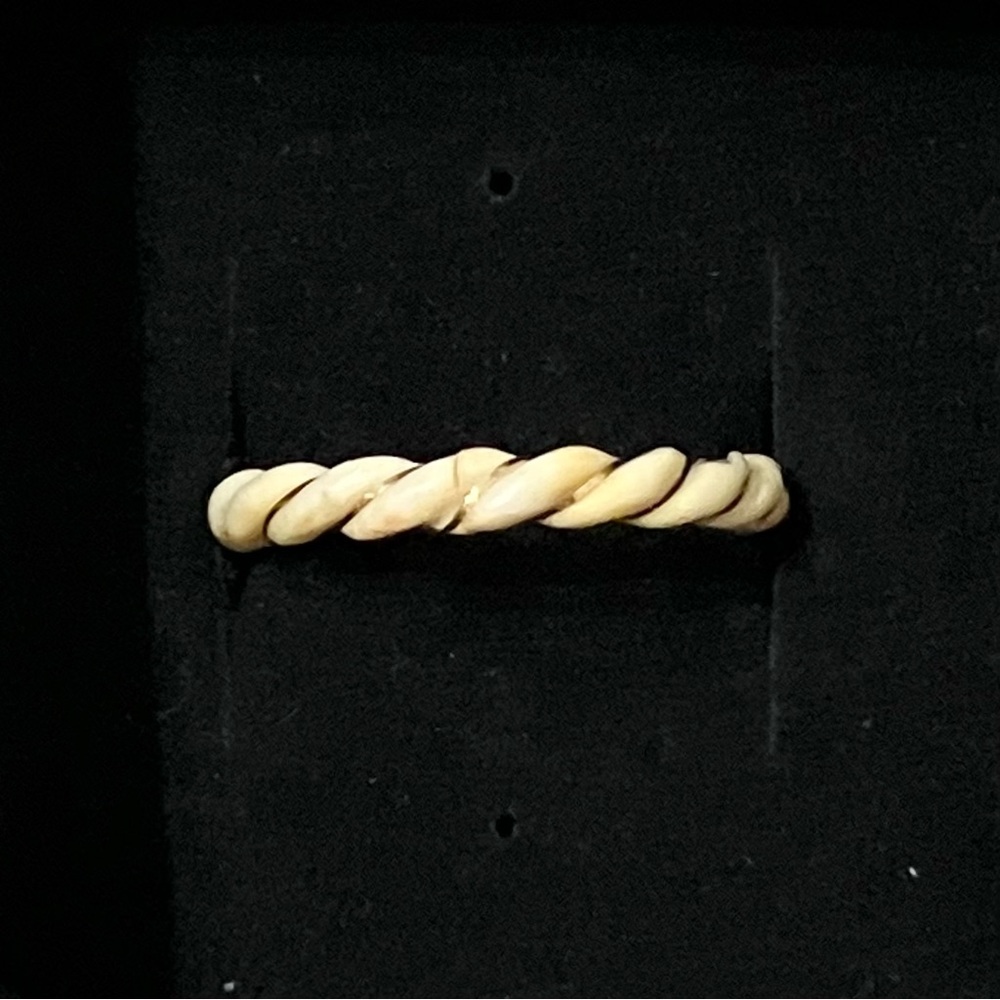 14K Gold Inlay Carved Bone Spiral Ring